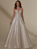 Front studio view of Moira 4133 full satin skirt wedding dress