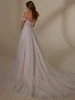 Back view Marianna 4137 tulle wedding dress with covered button train
