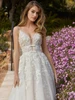 Detail view Matilda 4138 V-neck wedding dress with banded waist