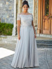 Front view of silver Morilee 72133 plus size mother dress with chiffon skirt