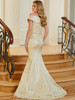 Back view of gold Morilee 72701 brocade mother dress