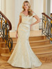 Front view of gold Morilee 72701 mermaid mother dress