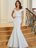 Front view of silver Morilee 72701 brocade mother dress with crystal waistband