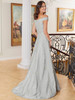 Back view of sea glass and gold Morilee 72712 A-line mother dress