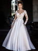 Front view of Allure Bridals A1105 long sleeve A-line wedding dress