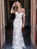 Front view of Allure Bridals A1112 off-the-shoulder fitted wedding dress