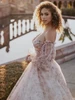Side view of A1150 dress showing sweetheart neckline and sheer puff sleeve