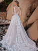 Back view of A1157 dress showing low V-back and lace train