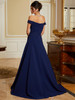 Back view of navy Morilee 72826 off-the-shoulder mother dress