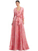 Rosy pink floral organza with portrait collar and matching belted bow