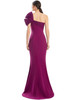 Back view reveals soft contouring beneath a bold fan shoulder detail