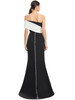 Statement back with white fold-over collar and satin button trail