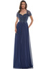 Front view Marsoni M271 navy chiffon mother of the bride dress