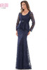 Front view Marsoni M301 navy lace mother of the bride dress with peplum jacket