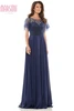 Front view Marsoni M323 navy chiffon mother of the bride dress