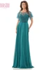Front view Marsoni M323 deep green chiffon mother of the bride dress
