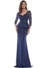 Front view Marsoni MV1037 navy mother of the bride dress