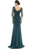 Back view Marsoni MV1037 deep green dress with beaded illusion sleeves