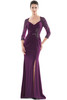 Front view Marsoni MV1070 eggplant mother of the groom dress