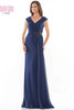 Front view Marsoni MV1080 navy chiffon mother of the bride dress