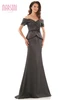 Front view Marsoni MV1144 black satin mother of the groom dress