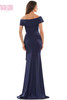 Back view Marsoni MV1180 navy off-the-shoulder mother dress