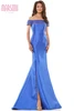 Front view Marsoni MV1184 royal blue Mikado mother of the bride dress