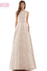 Front view Marsoni MV1224 taupe jacquard mother of the bride dress