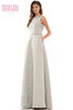 Side view Marsoni MV1224 seaglass jacquard mother of the bride dress