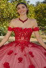 Sangria Blush quinceañera dress with crystal beaded floral bodice