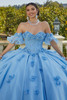 Bahama Blue ball gown with Chantilly lace bodice and crystal beading