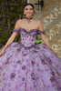 Orchid Garden quinceañera gown with crystal beaded floral bodice