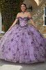 Orchid Garden ball gown with floral printed tulle and 3D floral appliqués