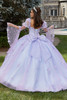 Back view of Lavender Moss quinceañera dress with detachable bow