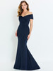 Front view of Montage M539 navy stretch crepe mother of the groom dress