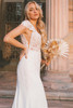 Side view D3530 lace cap sleeve and open back wedding dress