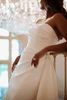 Close-up view D3705 straight neckline draped bodice wedding dress