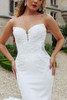Detail view D3853 sweetheart neckline and graphic lace wedding dress