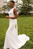 Side view D3901 matte crepe column wedding dress with train