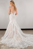 Back view D3919 low scoop back and shaped lace train wedding dress