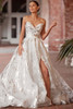 Front view Essense of Australia D3941 foil organza A-line wedding dress