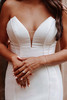 Bodice detail D3991 plunging V-neckline and contour seam wedding dress
