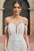 Detail view D3992 sweetheart neckline and 3D floral lace wedding dress