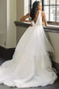 Back view D4012 low V-back and tiered tulle wedding dress