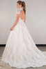 Back view D4028 short sleeves and teardrop keyhole wedding dress
