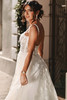 Side view D4030 floral lace bodice and A-line skirt wedding dress
