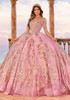 Rose Gold ball gown with glitter tulle and lace appliqué