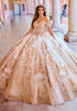 Ivory Gold ball gown with cathedral train and lace details