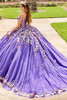 Princesa PR30155 Purple Multi quinceanera gown back view with train