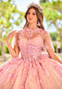 Blush Champagne gown with matching floral capelet